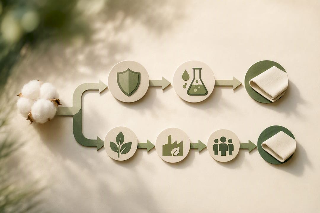 Illustrated comparison of textile certification priorities