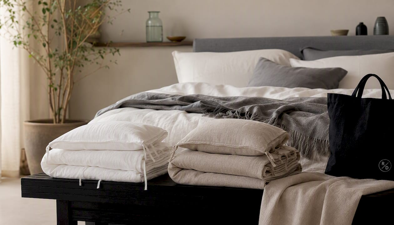White 100% Linen Bedding Set