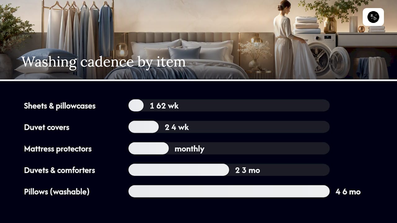 Bedding washing frequency by item: your practical schedule — overview diagram
