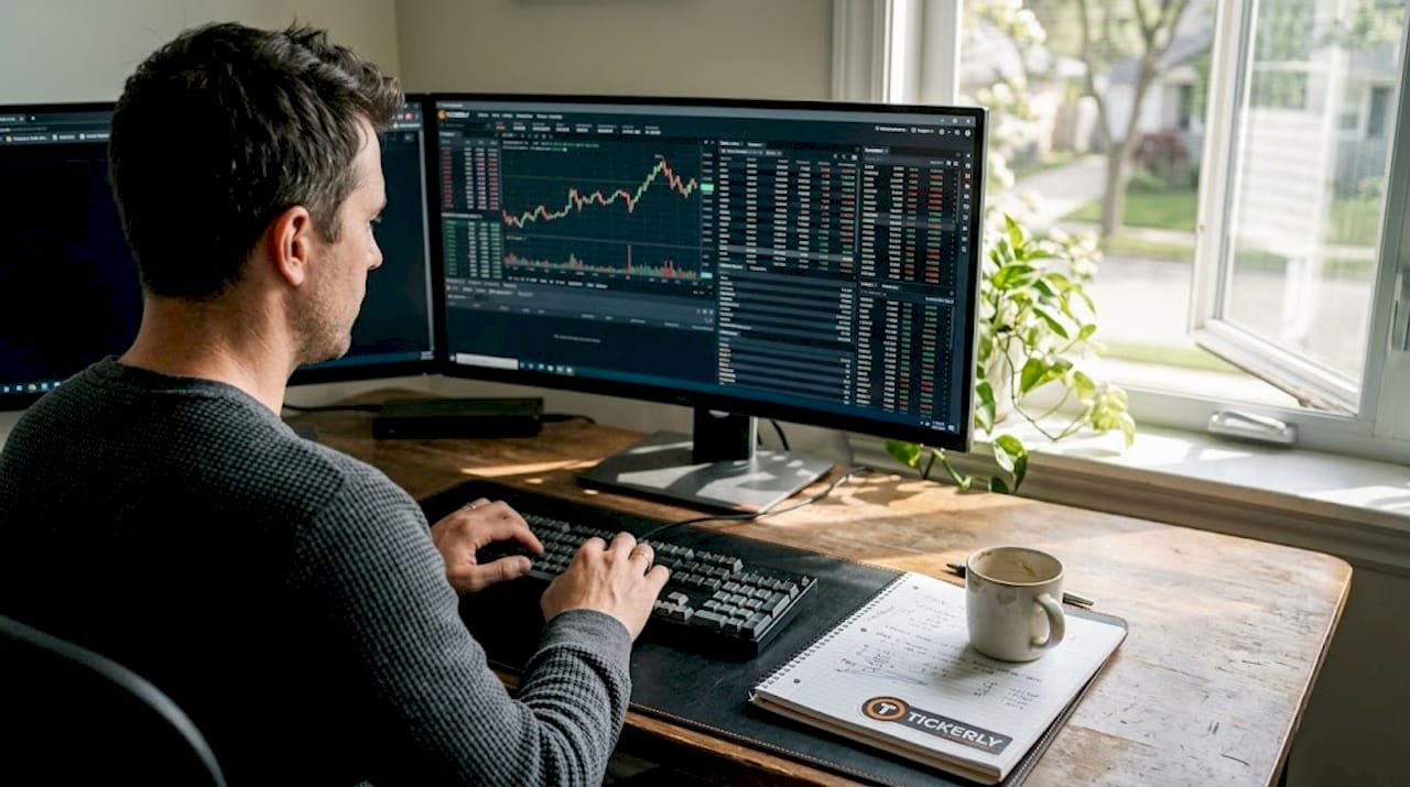 Trader uses advanced platform at home desk