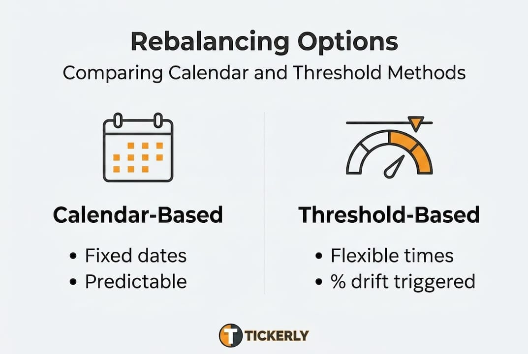 Infographic comparing calendar and threshold rebalancing