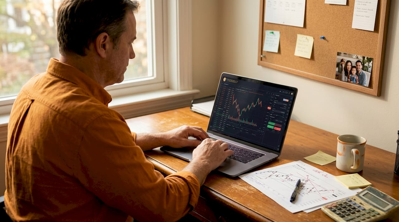 Manual trading at home office desk