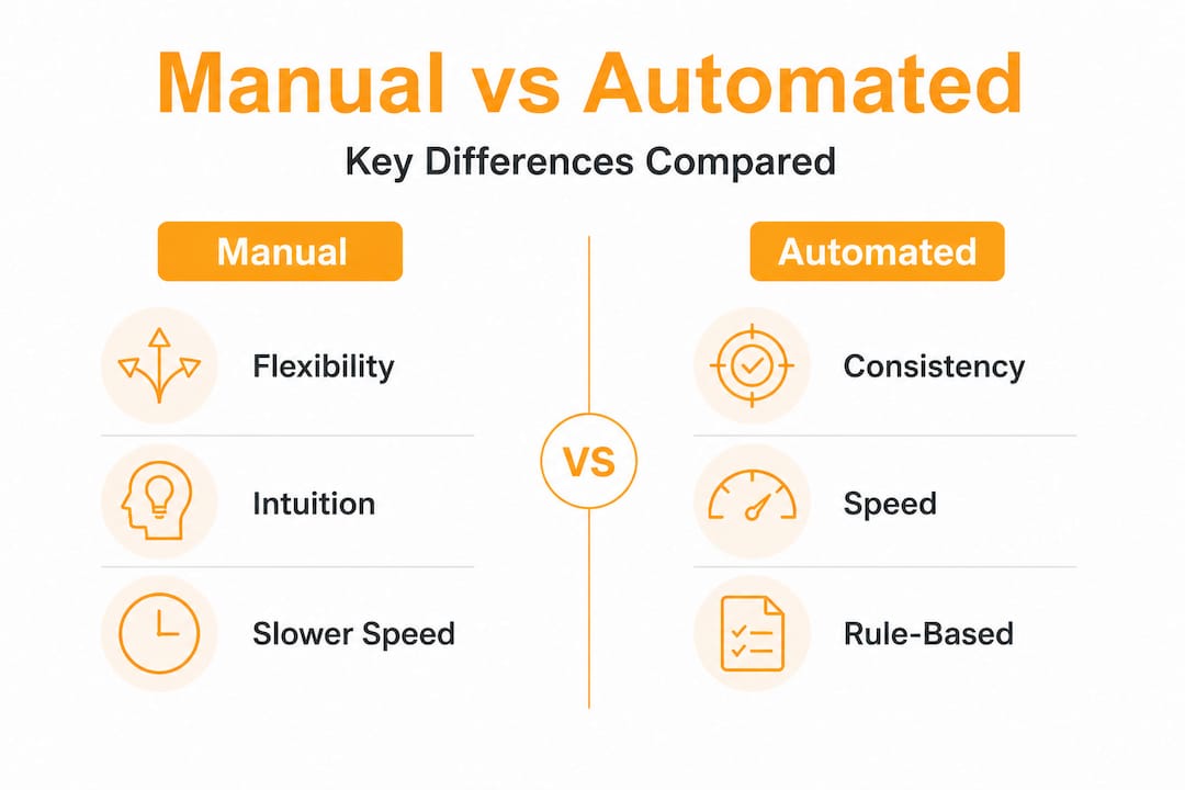 Infographic comparing manual and automated trading