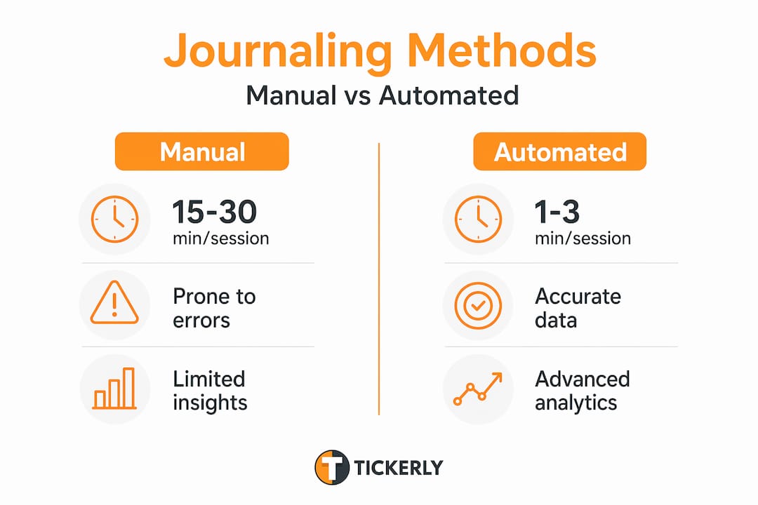 Infographic comparing manual vs automated trading journals