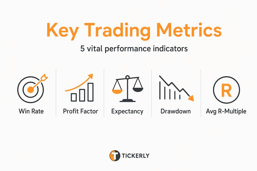 Infographic with five core trading metrics