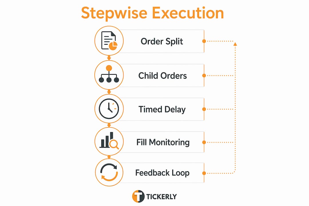 Infographic outlining key steps in stepwise trade execution