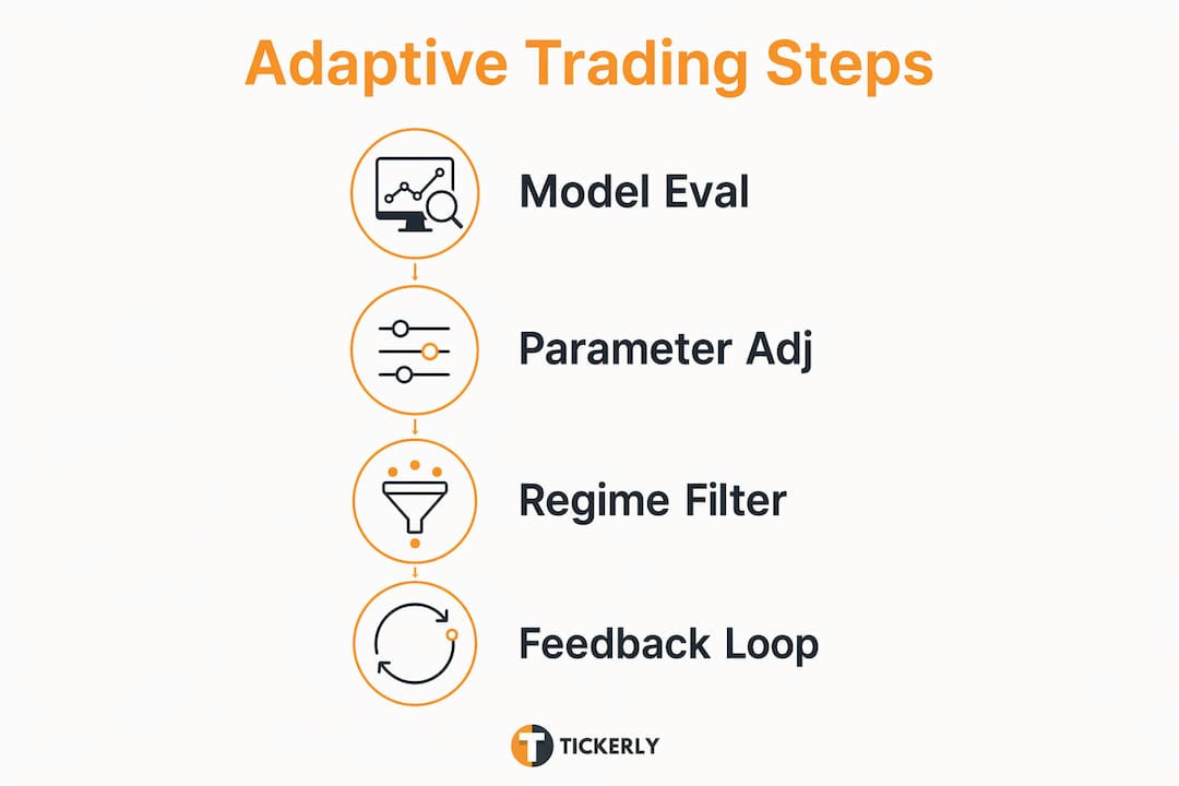 Infographic showing key adaptive trading steps