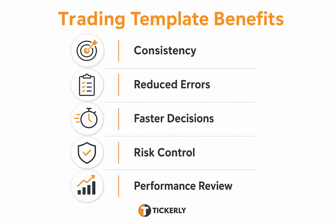 Infographic showcasing key benefits of trading templates