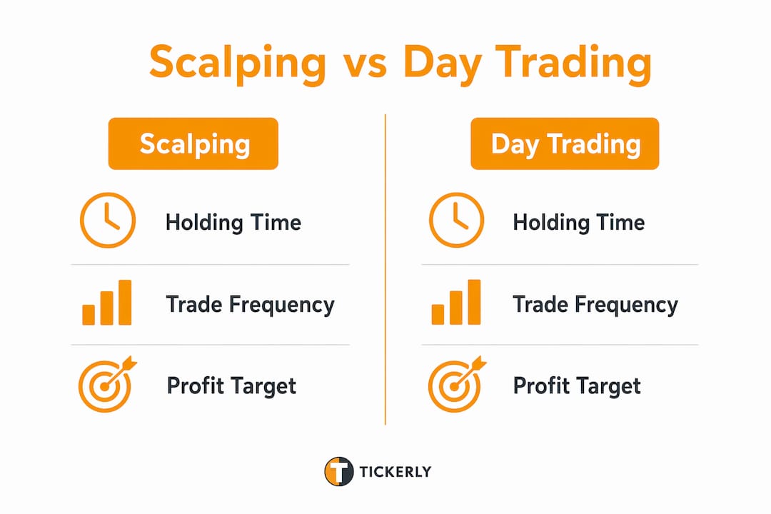 Infographic comparing scalping and day trading features