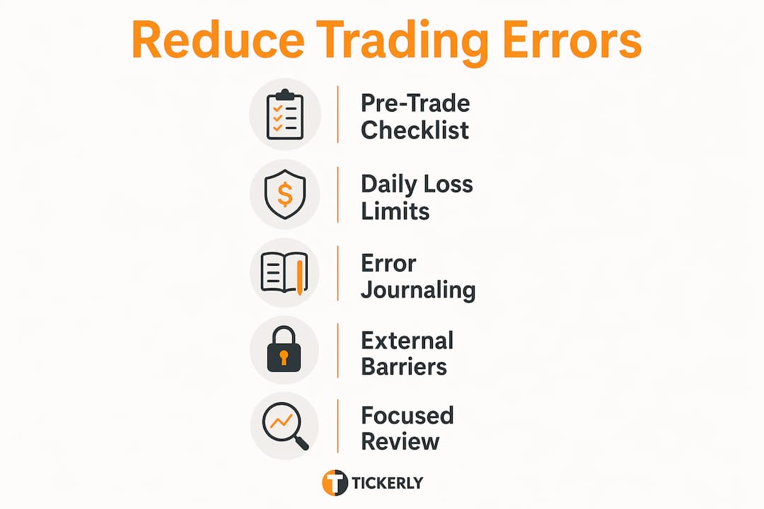 Infographic illustrating steps to reduce trading errors