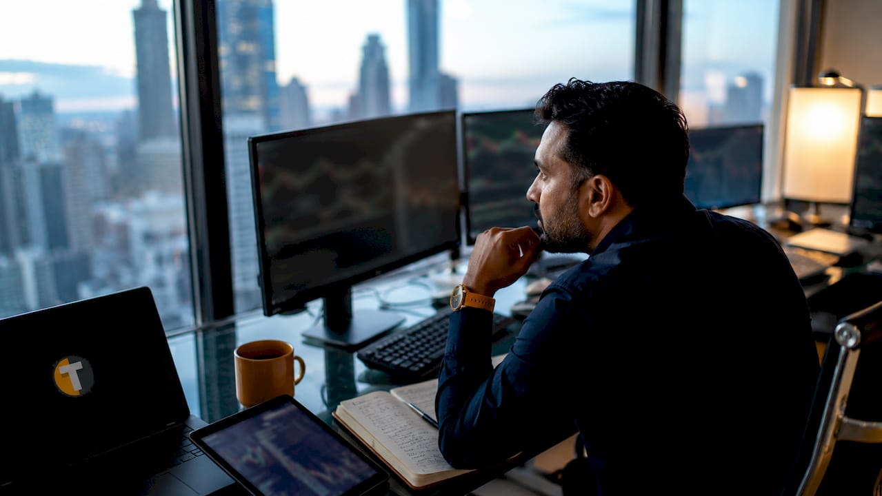 Trader working on stock order execution