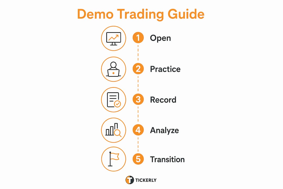 Infographic illustrating demo trading process steps