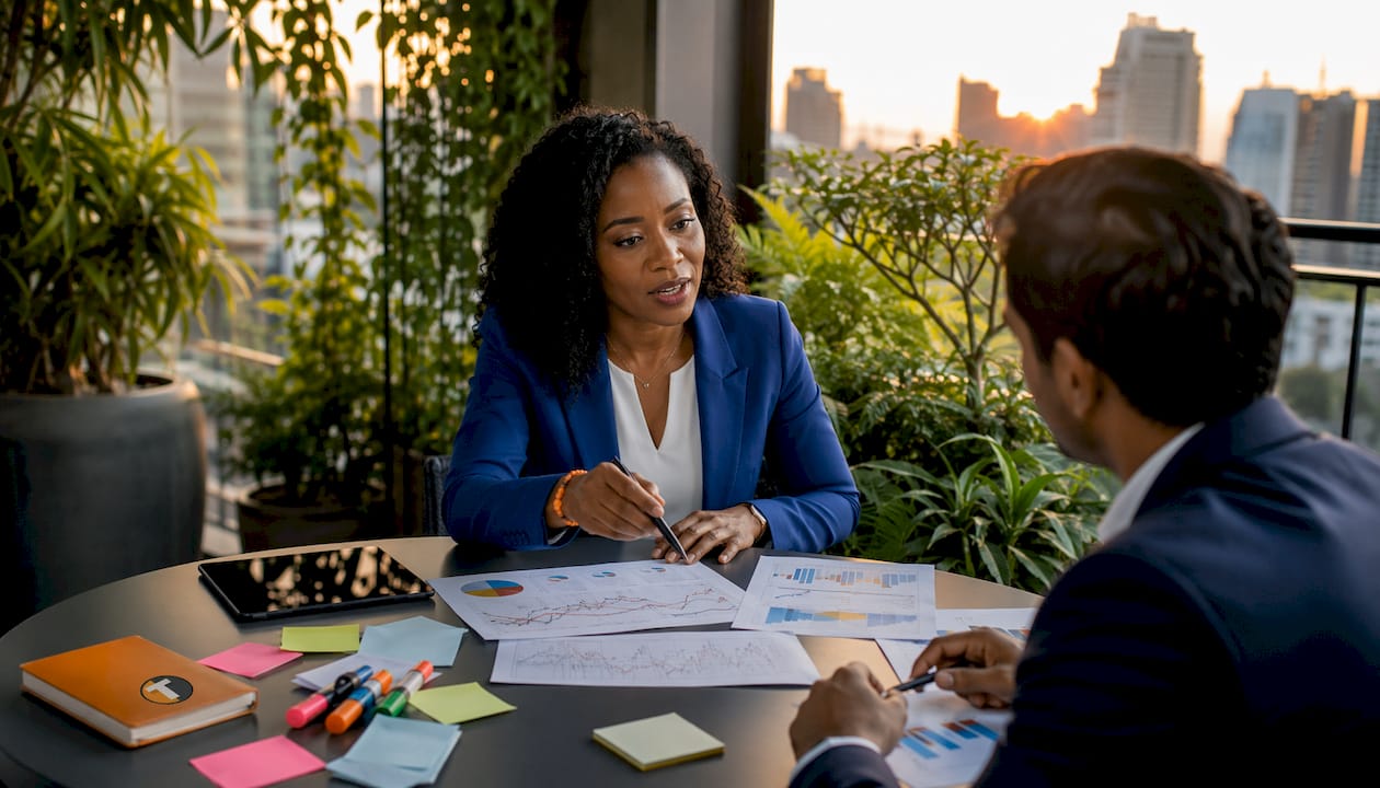 Woman reviewing order book execution data