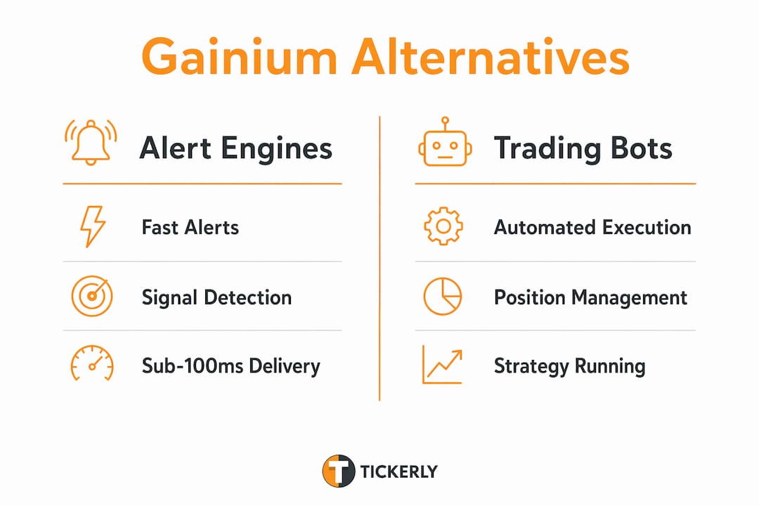 Infographic comparing alert engines and trading bots