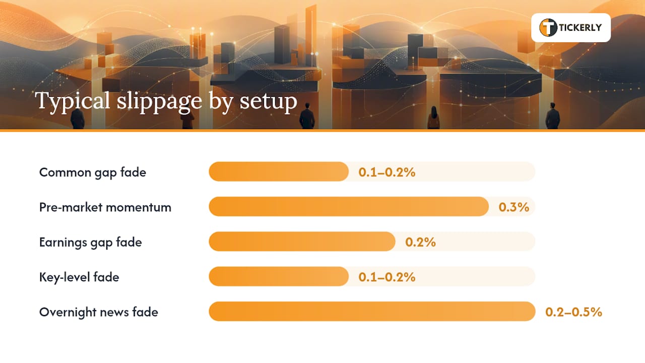 Comparison diagram of five gap-fade setups parameters