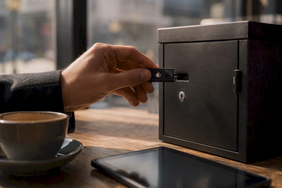 Hand securing USB security key device