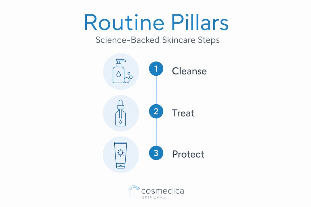 Infographic showing three skincare routine steps