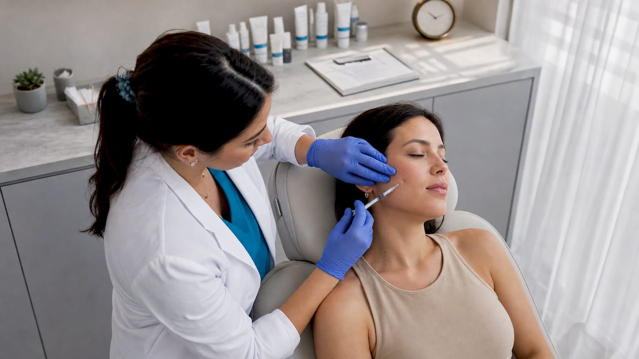 Skin booster injection procedure in clinic