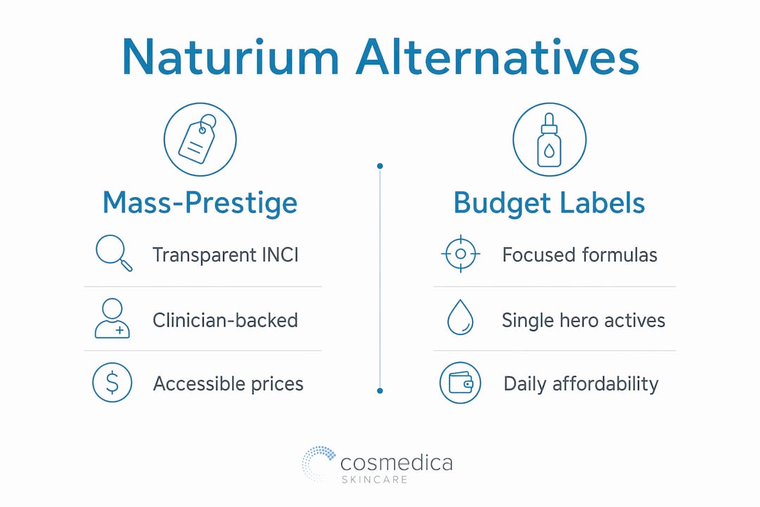 Infographic showing Naturium alternatives comparison