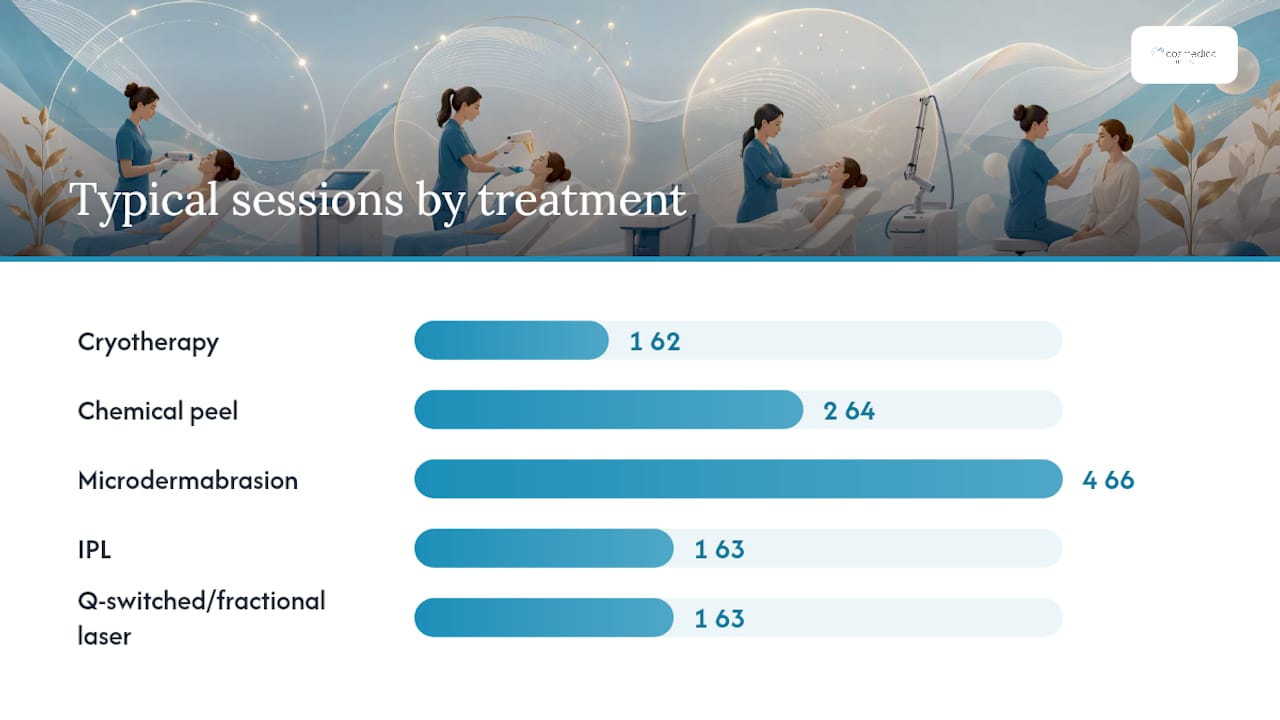 Infographic comparing age spot treatments' effectiveness and risks