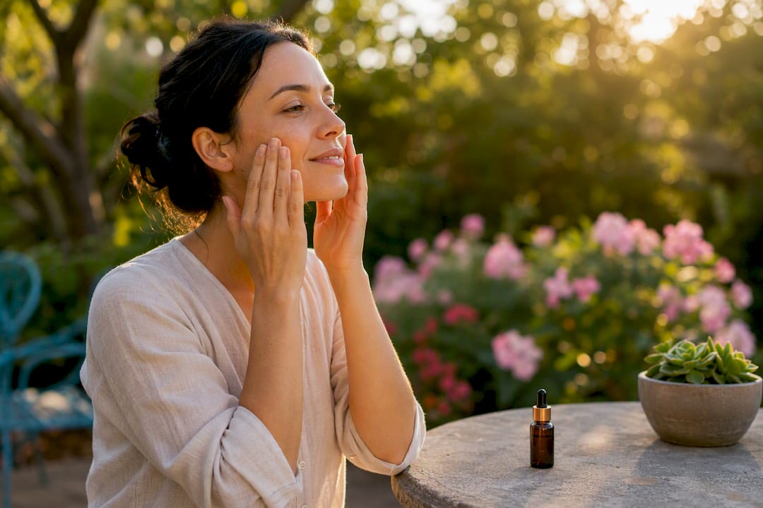 Applying moisturizing oil after a skin treatment