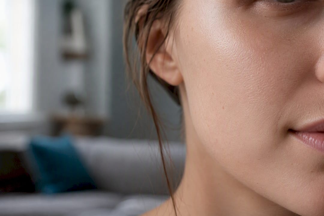 Close-up of hydrated skin texture