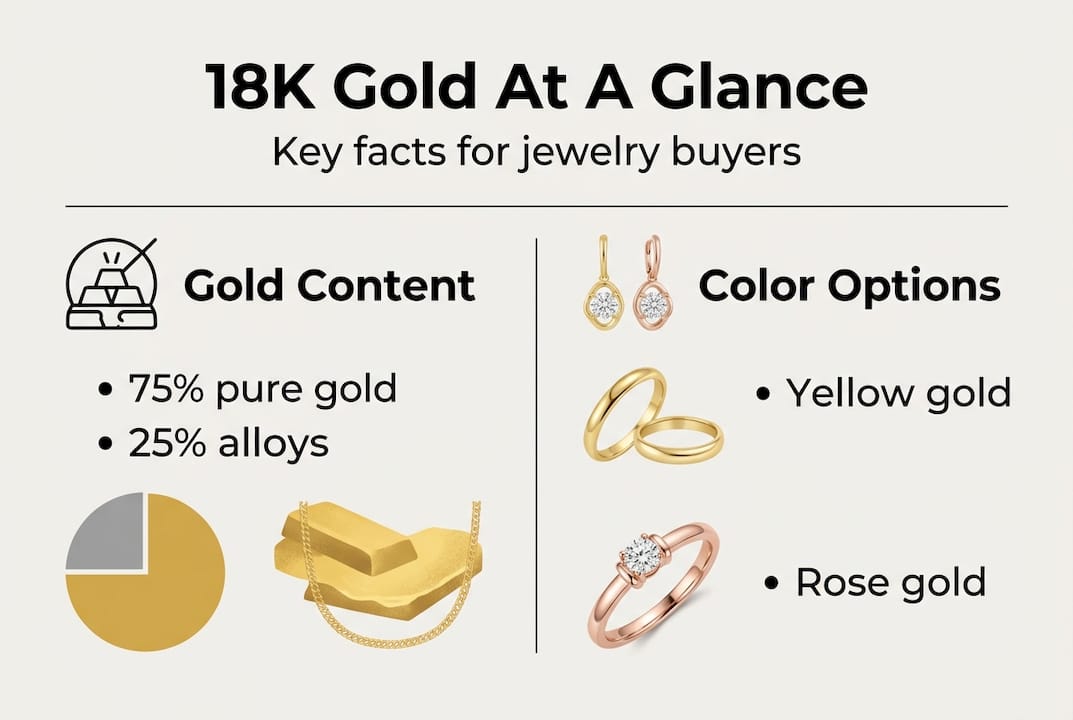 Infographic showing key facts about 18K gold