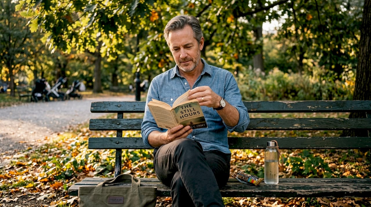 Man reading with durable gold jewelry