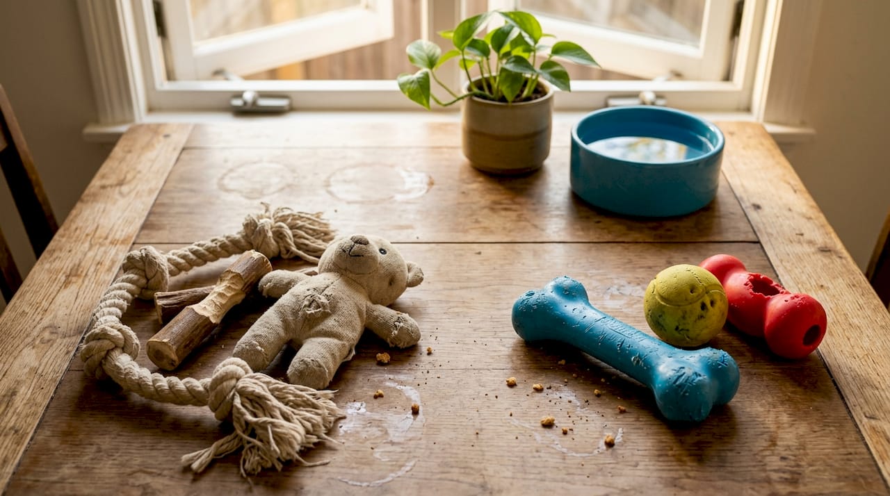 Natural and synthetic pet toys compared