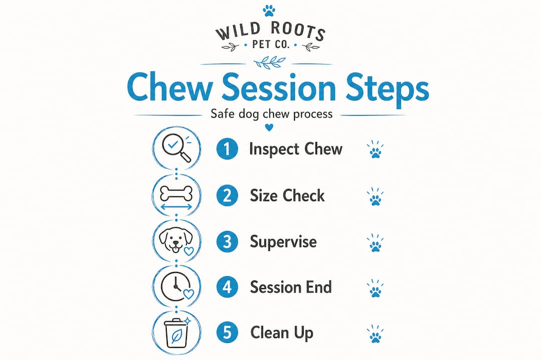 Infographic showing step-by-step safe chew process