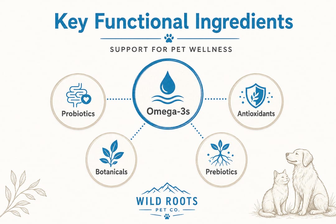 Infographic showing hierarchy of functional pet treat ingredients