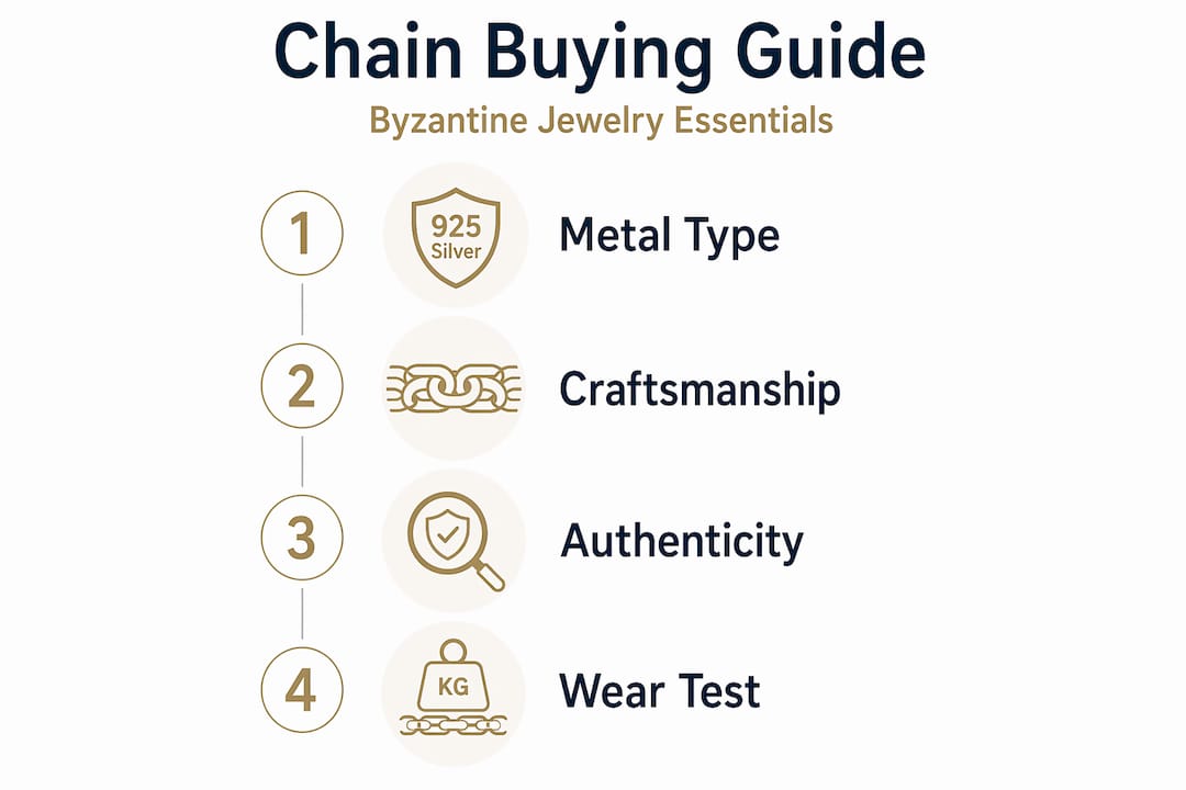 Infographic showing Byzantine chain buying guide steps