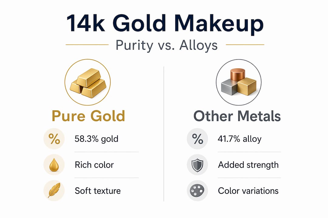 Infographic comparing pure gold to alloy metals