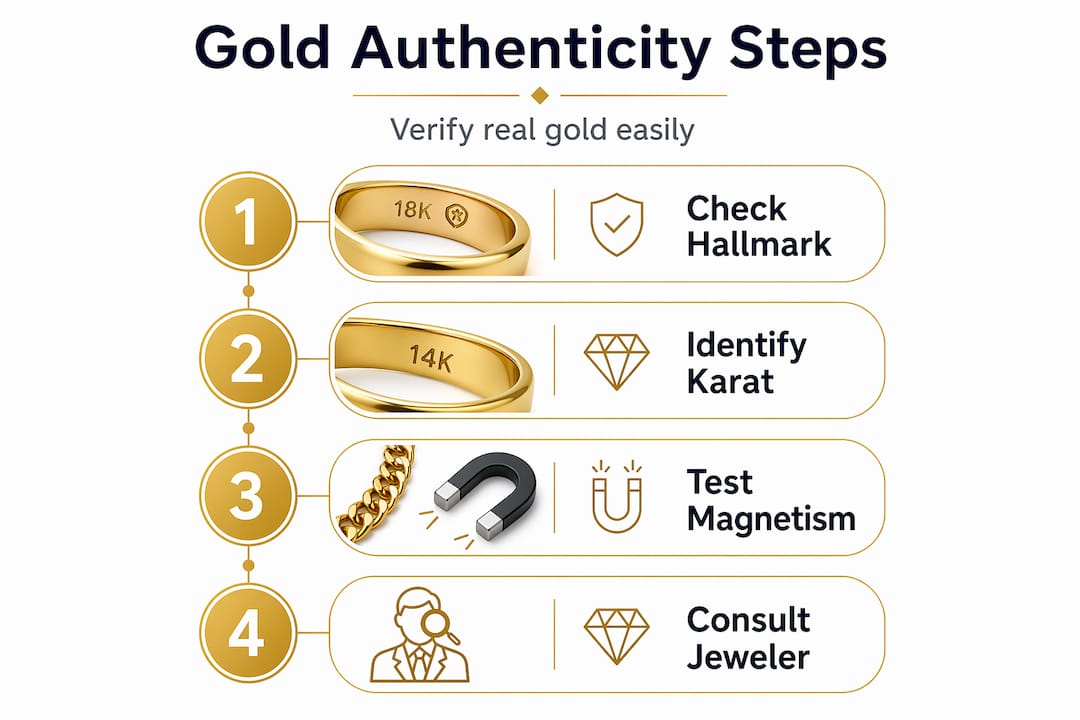 Infographic showing gold authenticity steps