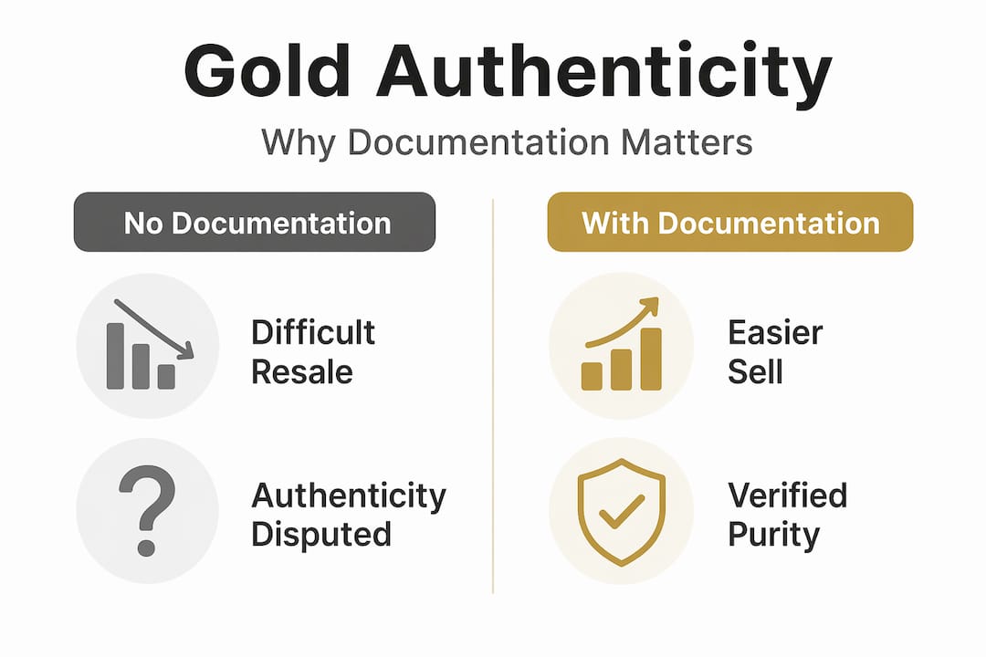 Infographic comparing gold with and without documentation