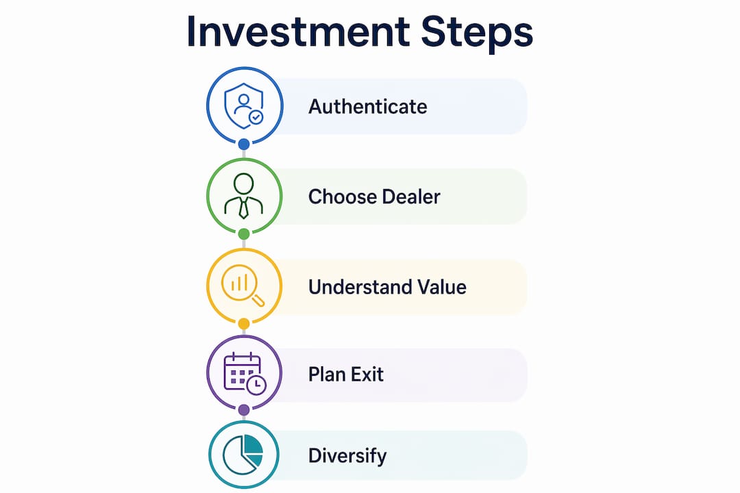 Step-by-step jewelry investment process infographic