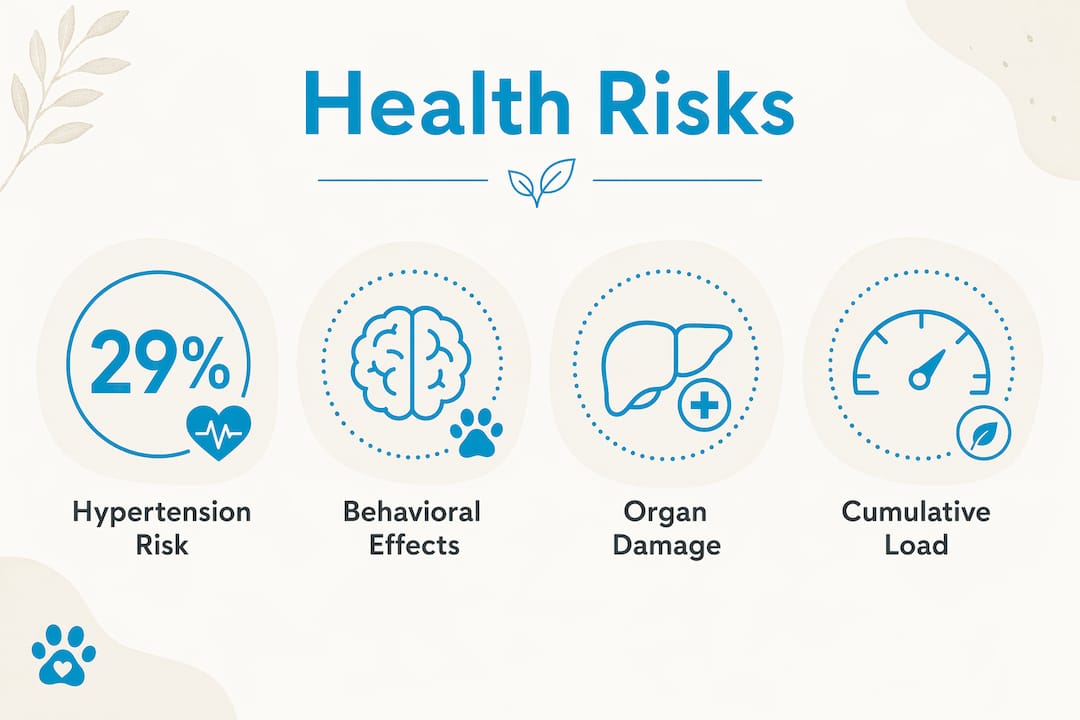 Infographic showing health risks of artificial pet treats
