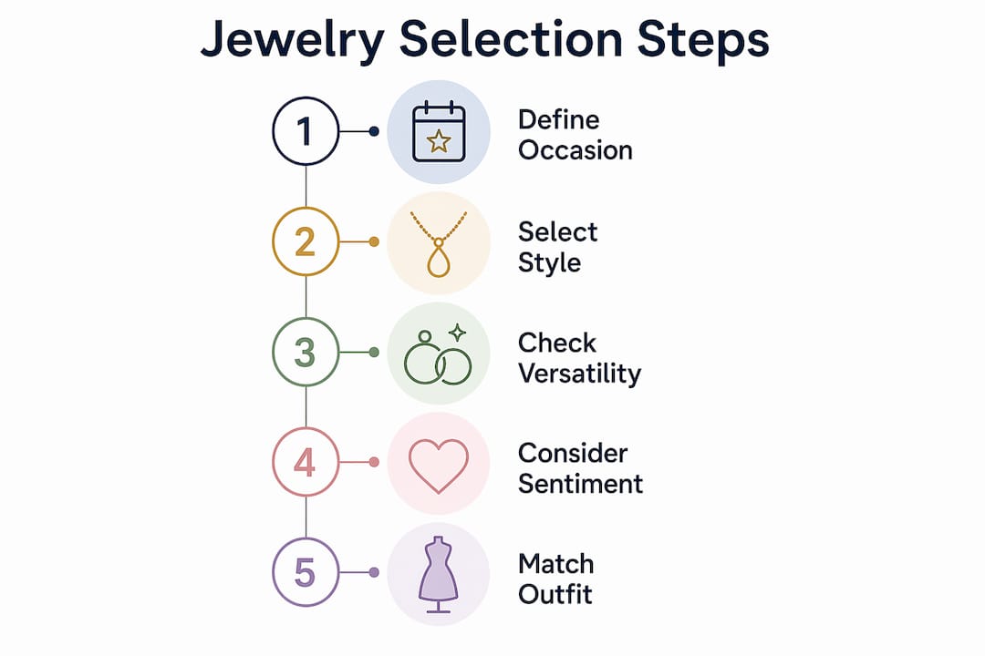 Infographic showing step-by-step jewelry selection guide