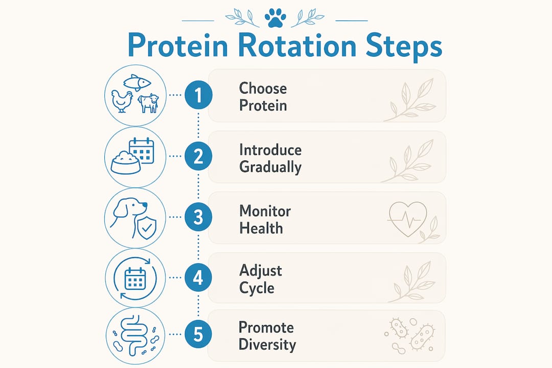 Step-by-step infographic on protein rotation and gut health