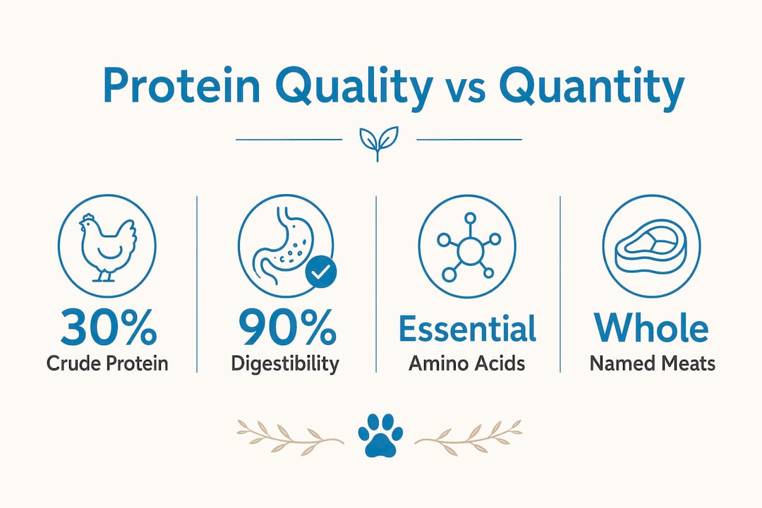 Infographic comparing protein quality and quantity metrics