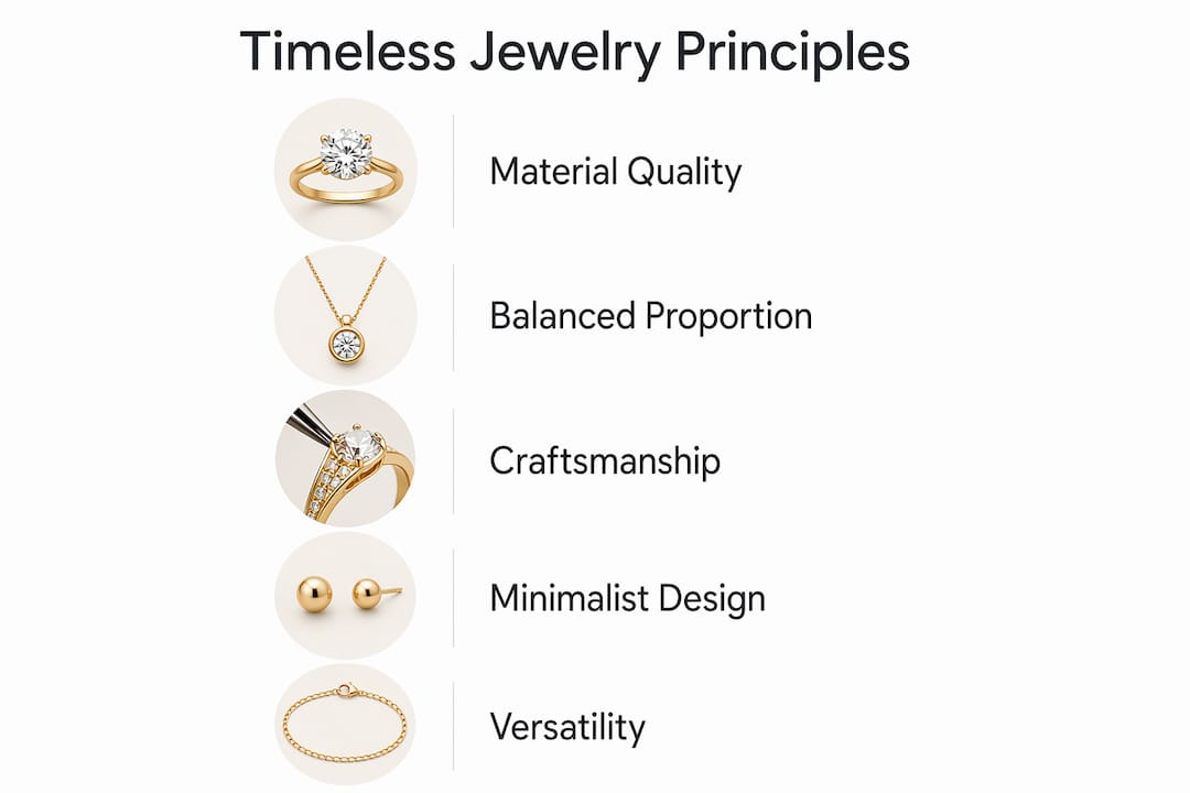 Infographic showing principles of timeless jewelry design