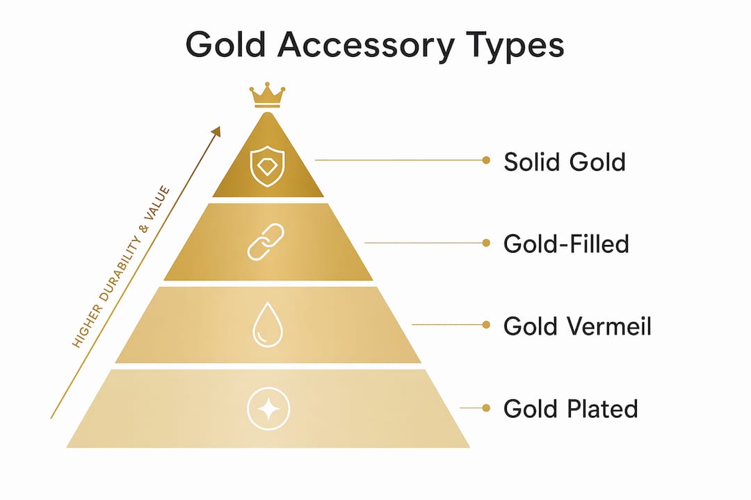 Infographic illustrating hierarchy of gold accessory types