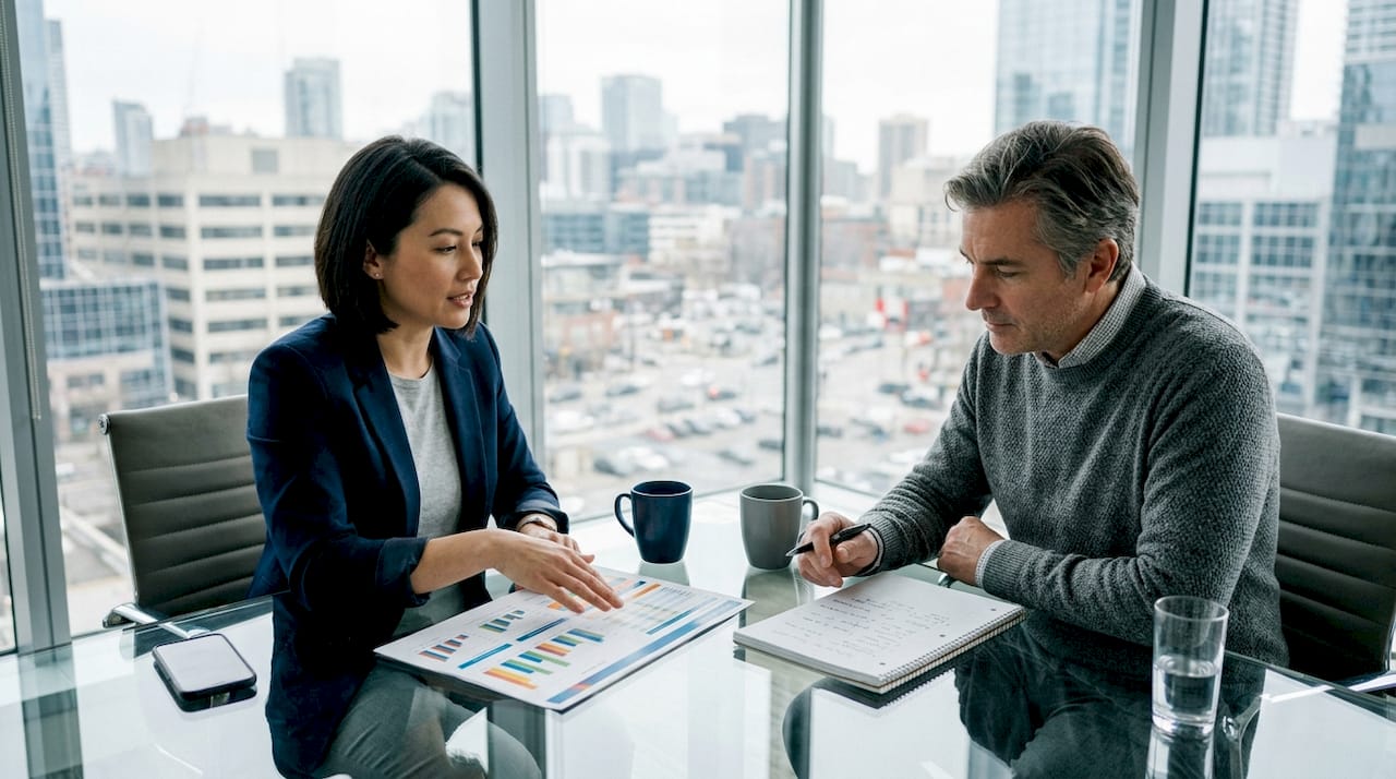 Financial advisor discussing jewelry financing with client