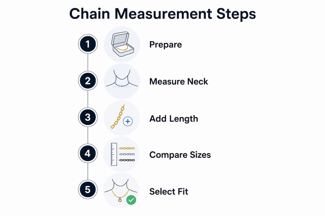 Infographic showing steps to measure chain length