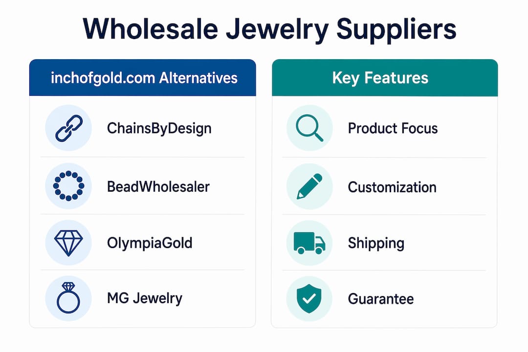 Infographic comparing wholesale jewelry suppliers and features