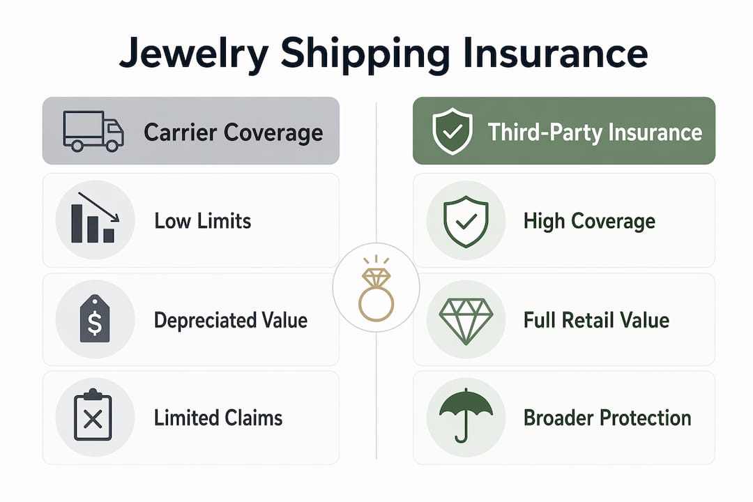 Infographic comparing carrier and third-party jewelry insurance