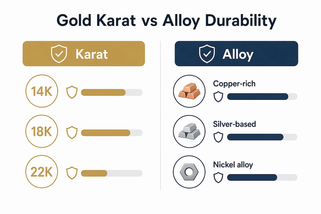 Infographic comparing karat and alloy durability