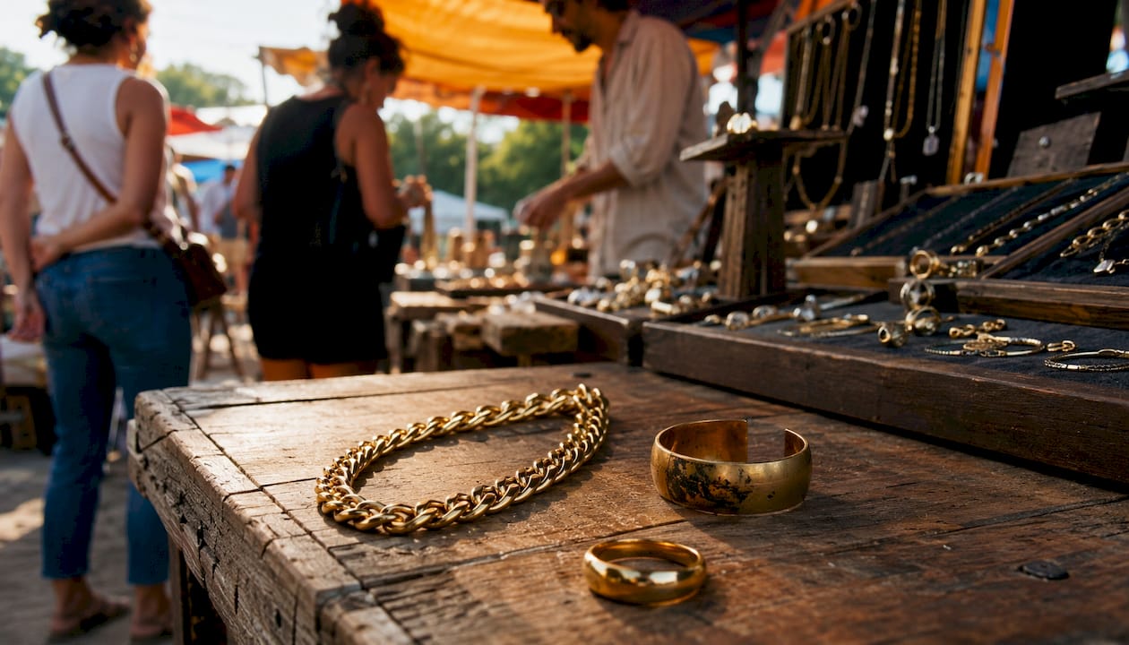 Comparison of solid gold and plated jewelry pieces