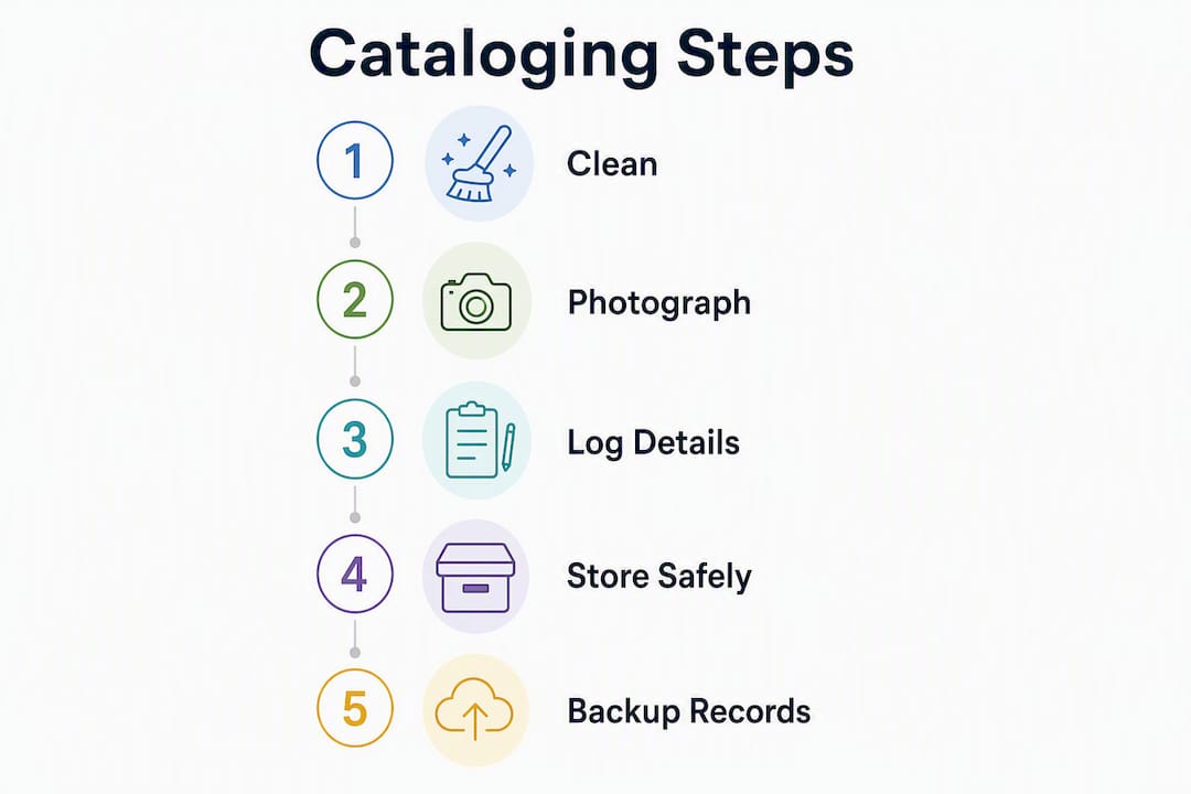 Infographic showing steps to catalog gold jewelry