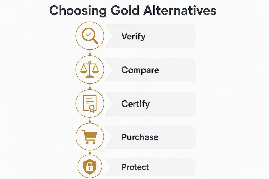 Infographic showing steps to choose gold alternatives